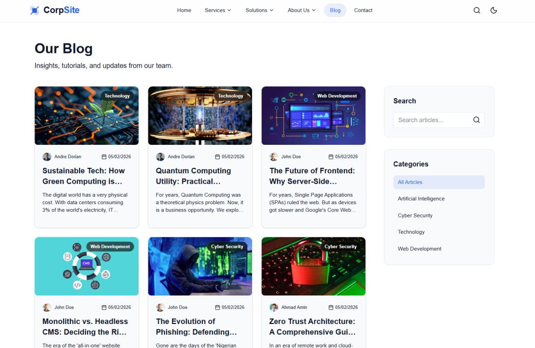 CMS Blog Page screenshot